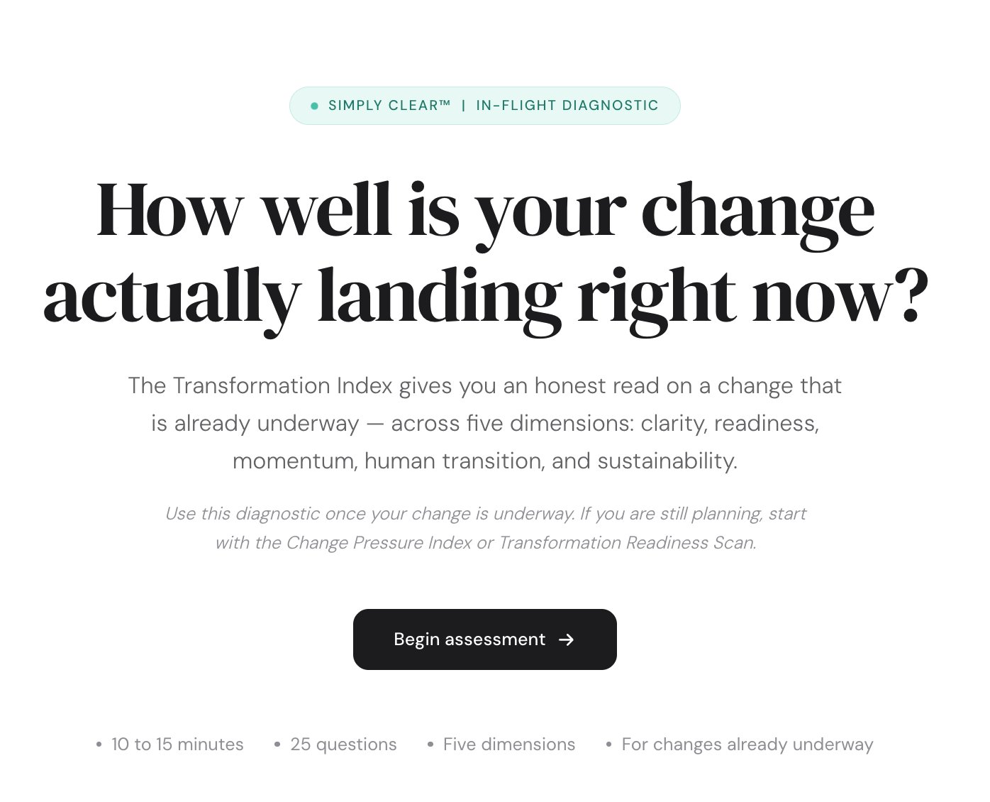Transformation Index diagnostic preview